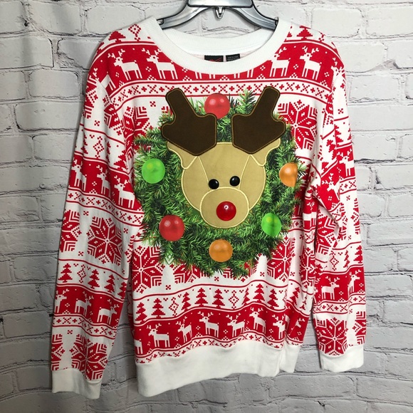 MAD Engine Other - Mad Engine men’s reindeer & wreaths ugly Christmas sweater (sweatshirt) sz large